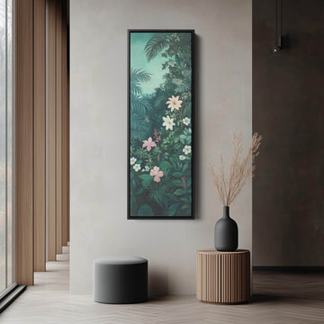 Tropical Jungle Tall Skinny Wall Decor Framed Canvas - Atelier Printworks