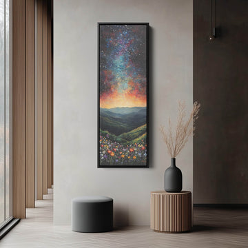 Starry Night Sky Tall Skinny Wall Decor Framed Canvas - Atelier Printworks