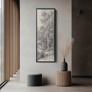 Hall Way Vintage Tree Large Vertical Long Skinny Wall Art - Atelier Printworks