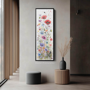 Bedroom Wall Art Vertical Long Decor Wild Flowers - Atelier Printworks