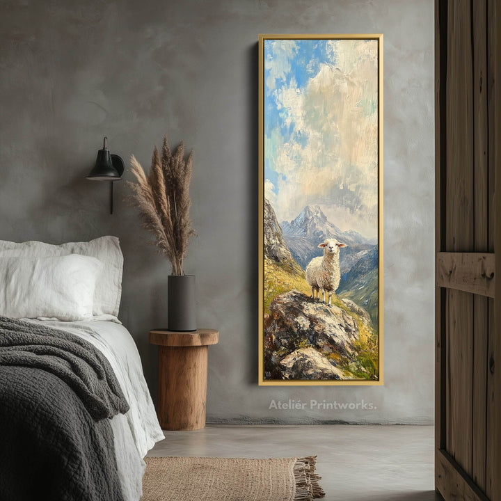 Sheep Picture Vertical Wall Art Canvas Skinny Artwork - Atelier Printworks