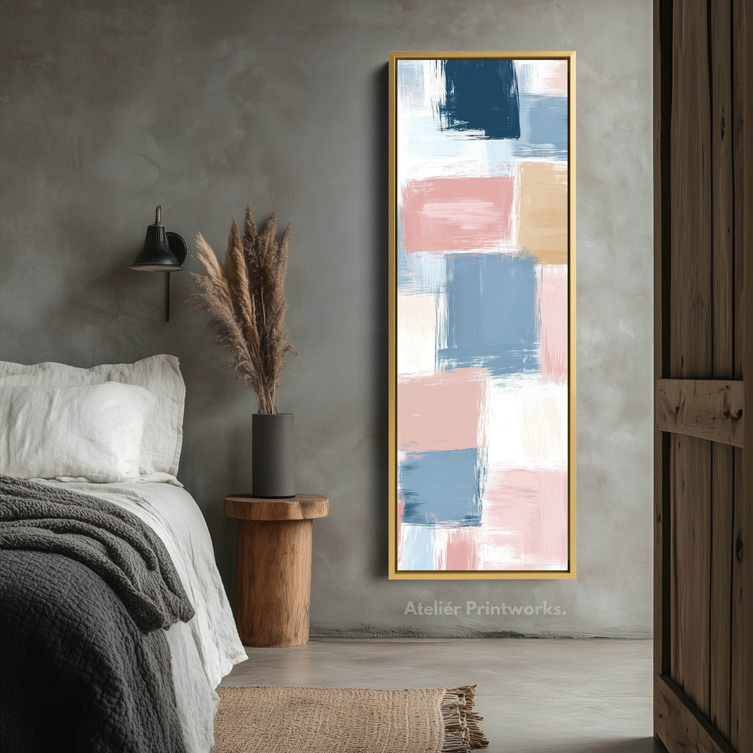 Tall Vertical Pastel Color Block Abstract Long Narrow Wall Art - Atelier Printworks