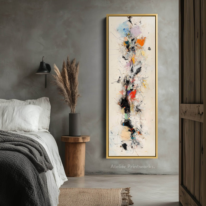 Long Narrow Vertical Colourful Abstract Large Canvas Wall Art - Atelier Printworks