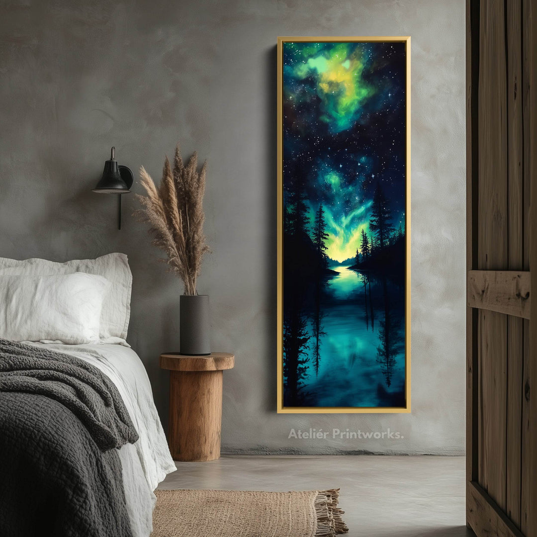 Aurora Borealis Large Frame Wall Decor Long Narrow Vertical Wall Art - Atelier Printworks