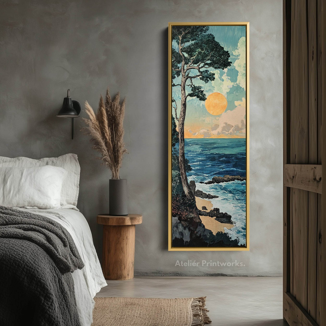 Coastal Big Framed Pictures Tall Narrow Vertical Wall Art - Atelier Printworks