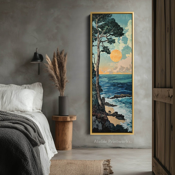 Coastal Big Framed Pictures Tall Narrow Vertical Wall Art - Atelier Printworks