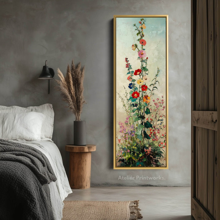 Floral Long Vertical Skinny Large Framed Canvas Decor - Atelier Printworks