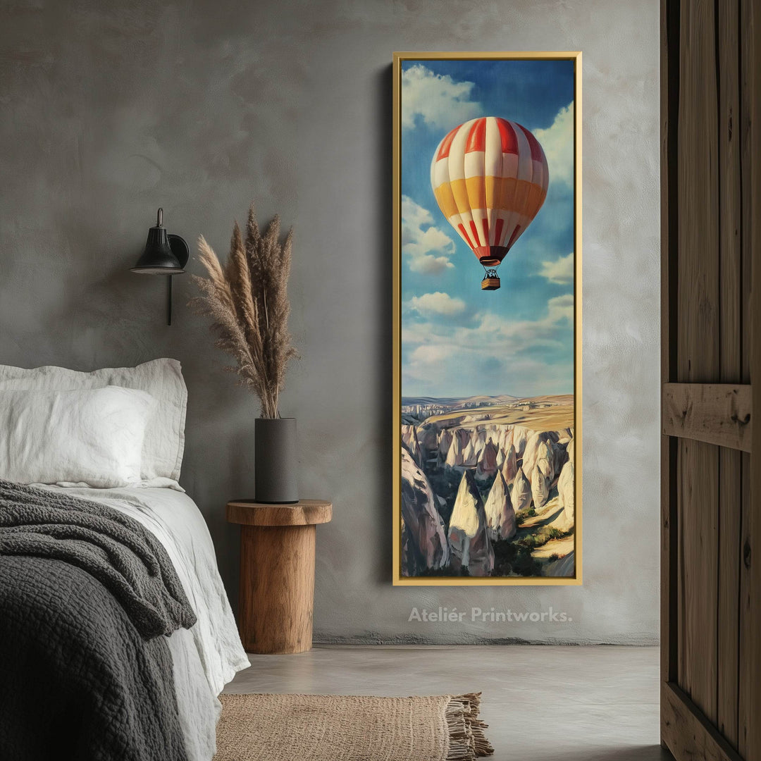 Cappadocia Balloons Long Narrow Vertical Large Canvas Wall Decor - Atelier Printworks