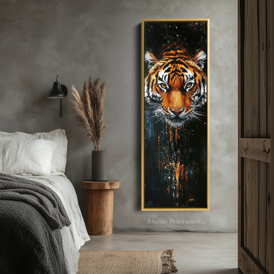 Tiger Long Narrow Vertical Large Canvas Wall Decor - Atelier Printworks