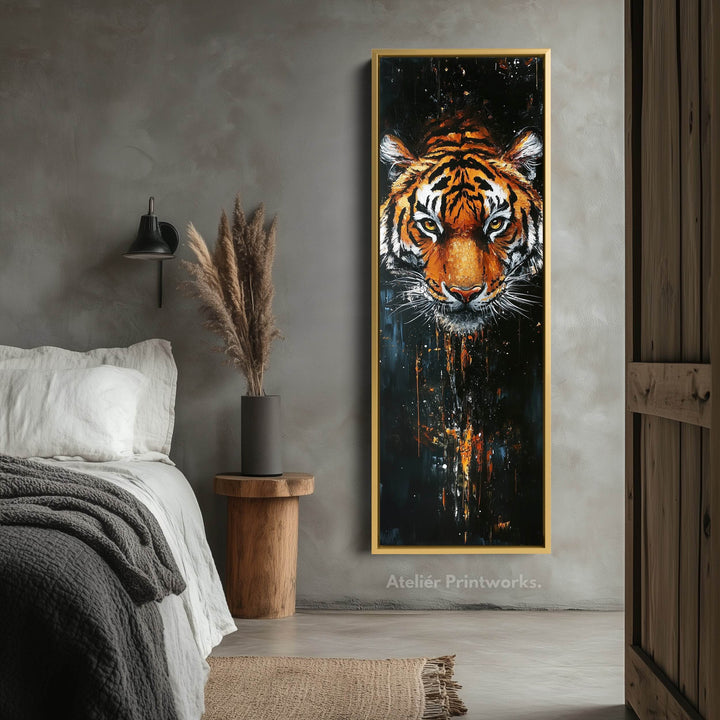 Tiger Long Narrow Vertical Large Canvas Wall Decor - Atelier Printworks