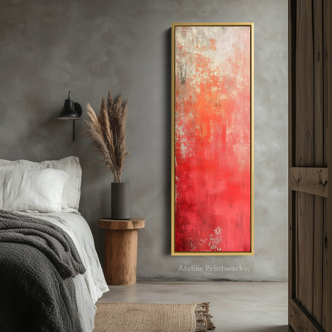 Abstract Red Vertical Tall Wall Art Large Framed Canvas - Atelier Printworks