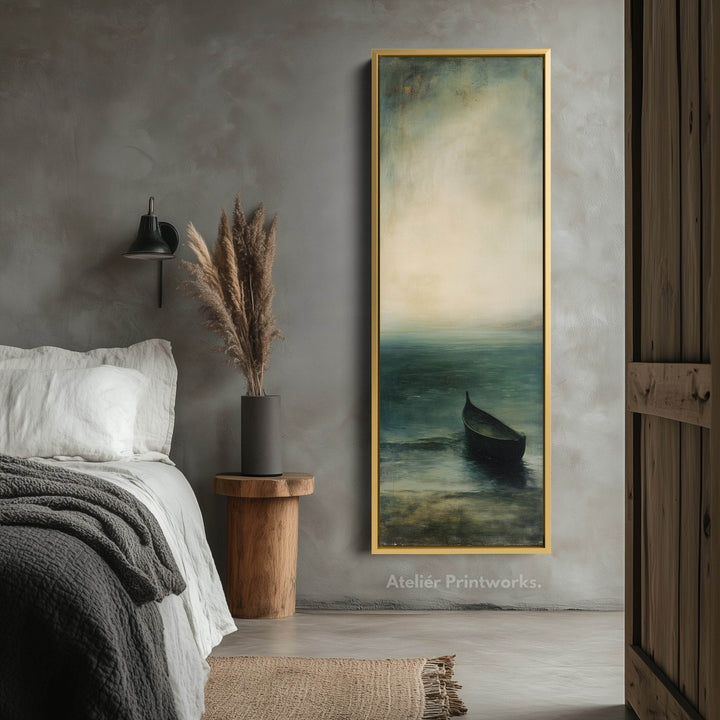 Vintage Ocean Framed Vertical Long Canvas Wall Art Prints for bedroom - Atelier Printworks