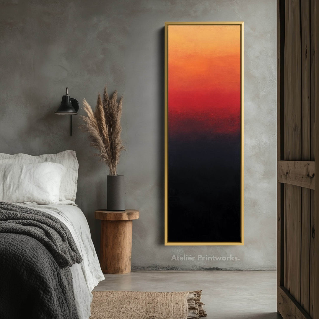 Abstract Red & Black Living Room Decor Vertical Wall Art - Tall Long Narrow Vertical - Atelier Printworks