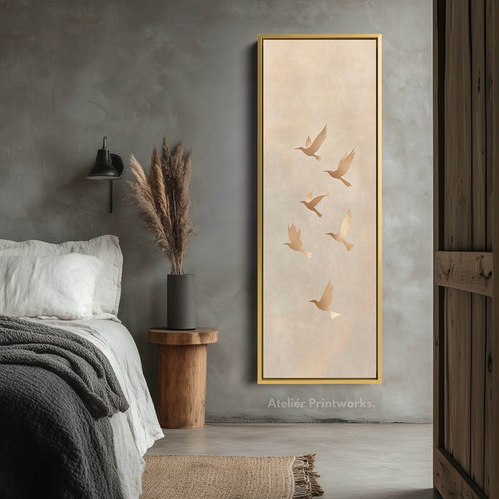 Beige & Gold Neutral Framed Canvas Wall Art For Living Room - Atelier Printworks