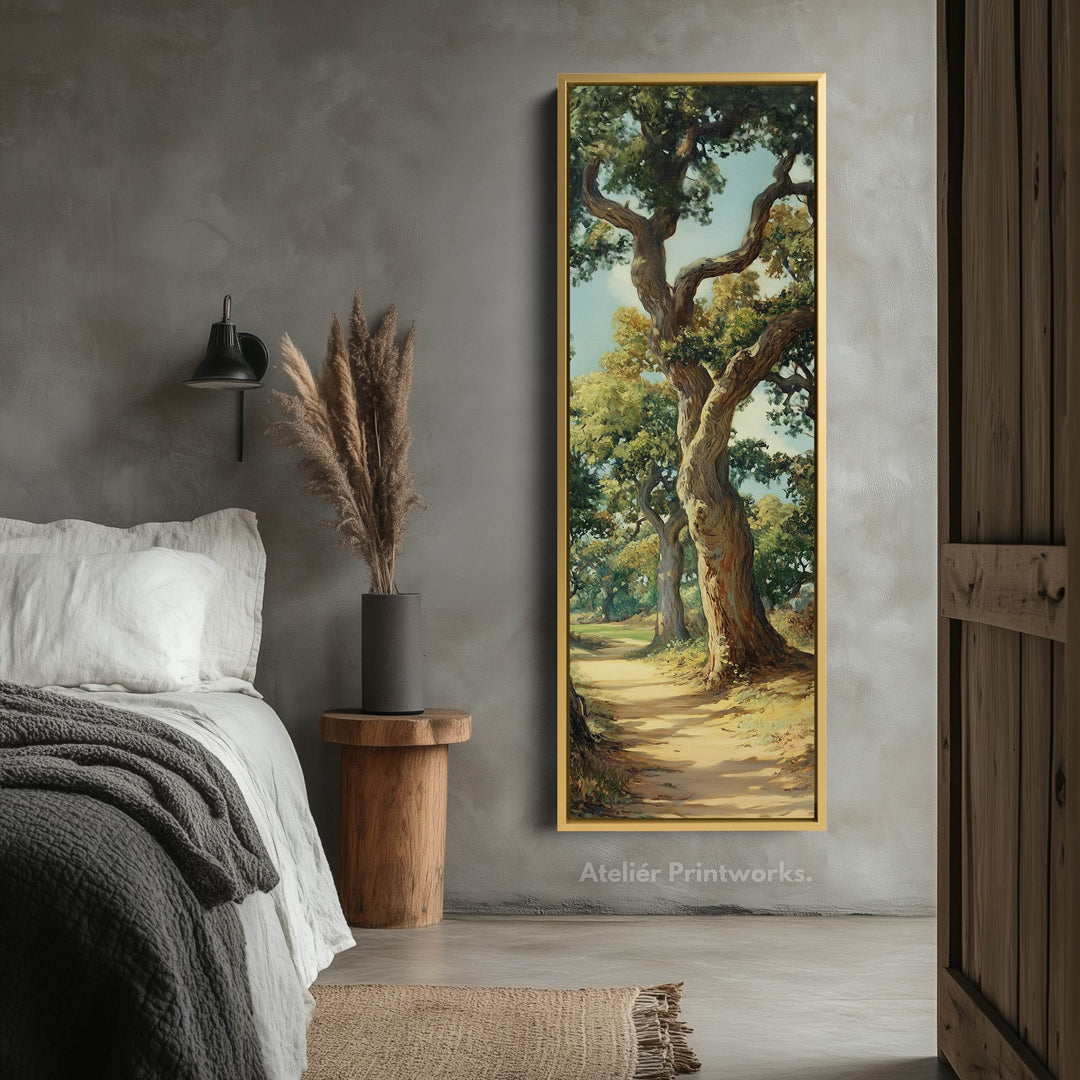 English Woodland Framed Narrow Canvas Wall Art For Living Room - Atelier Printworks