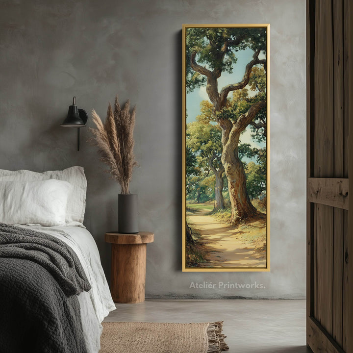 English Woodland Framed Narrow Canvas Wall Art For Living Room - Atelier Printworks
