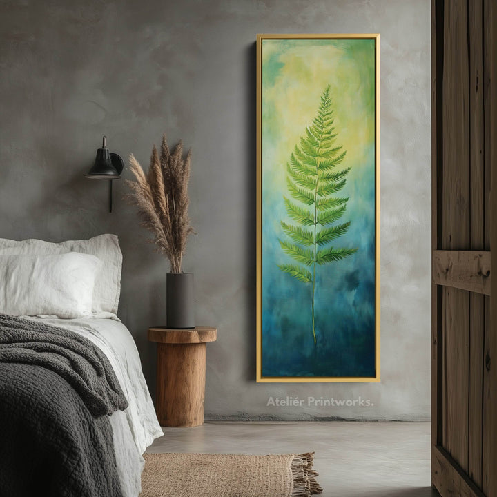 Fern Long Narrow Framed Canvas Wall Art For Living Room - Atelier Printworks