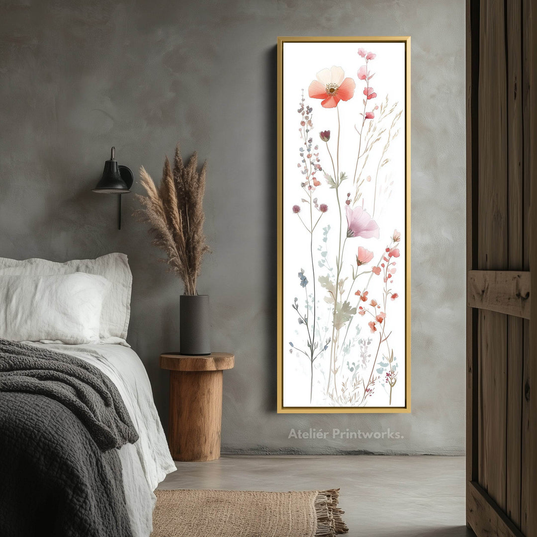 Wild Flower Long Tall Vertical Framed Canvas Wall Art - Atelier Printworks