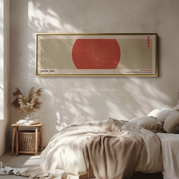 Japan Rising Sun – Minimalist Long Narrow Wall Art - Retro Japandi Canvas Print - Atelier Printworks