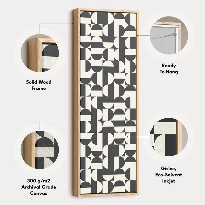 Bauhaus Geometric Pattern Tall Vertical Wall Canvas for Office or Living Room - Atelier Printworks