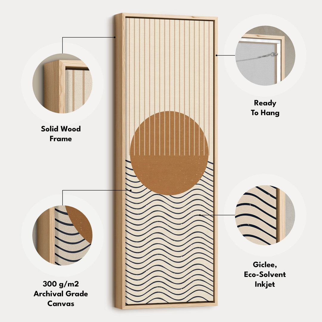 Sunrise Over Waves Minimalist Vertical Wall Canvas for Bedroom or Meditation Space - Atelier Printworks