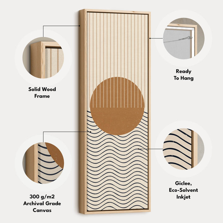 Sunrise Over Waves Minimalist Vertical Wall Canvas for Bedroom or Meditation Space - Atelier Printworks