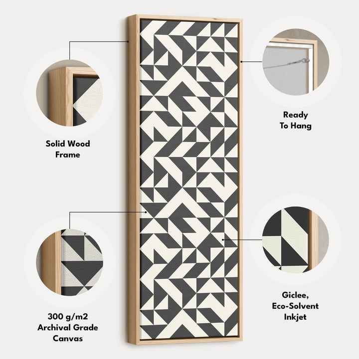 Geometric Arrows Long Narrow Canvas Wall Art for Hallway or Office - Atelier Printworks