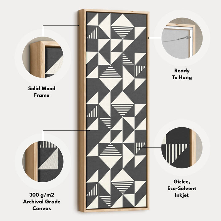 Abstract Triangles Tall Vertical Canvas Wall Art for Bedroom or Office Space - Atelier Printworks