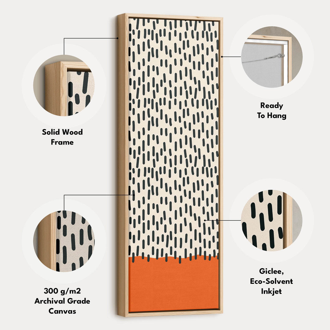 Retro Curved Lines Mustard Vertical Framed Canvas Wall Art for Living Room or Hallway - Atelier Printworks