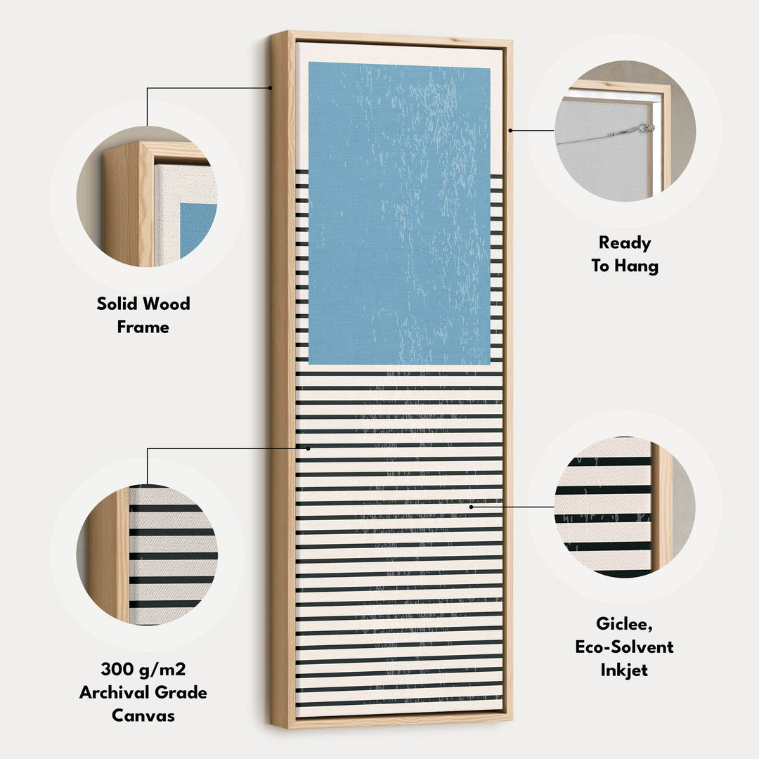 Retro Sun and Lines Vertical Framed Canvas Wall Art for Hallway or Living Room - Atelier Printworks