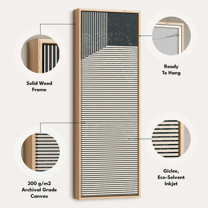 Abstract Striped Corner Vertical Framed Canvas Wall Art for Bedroom or Office - Atelier Printworks