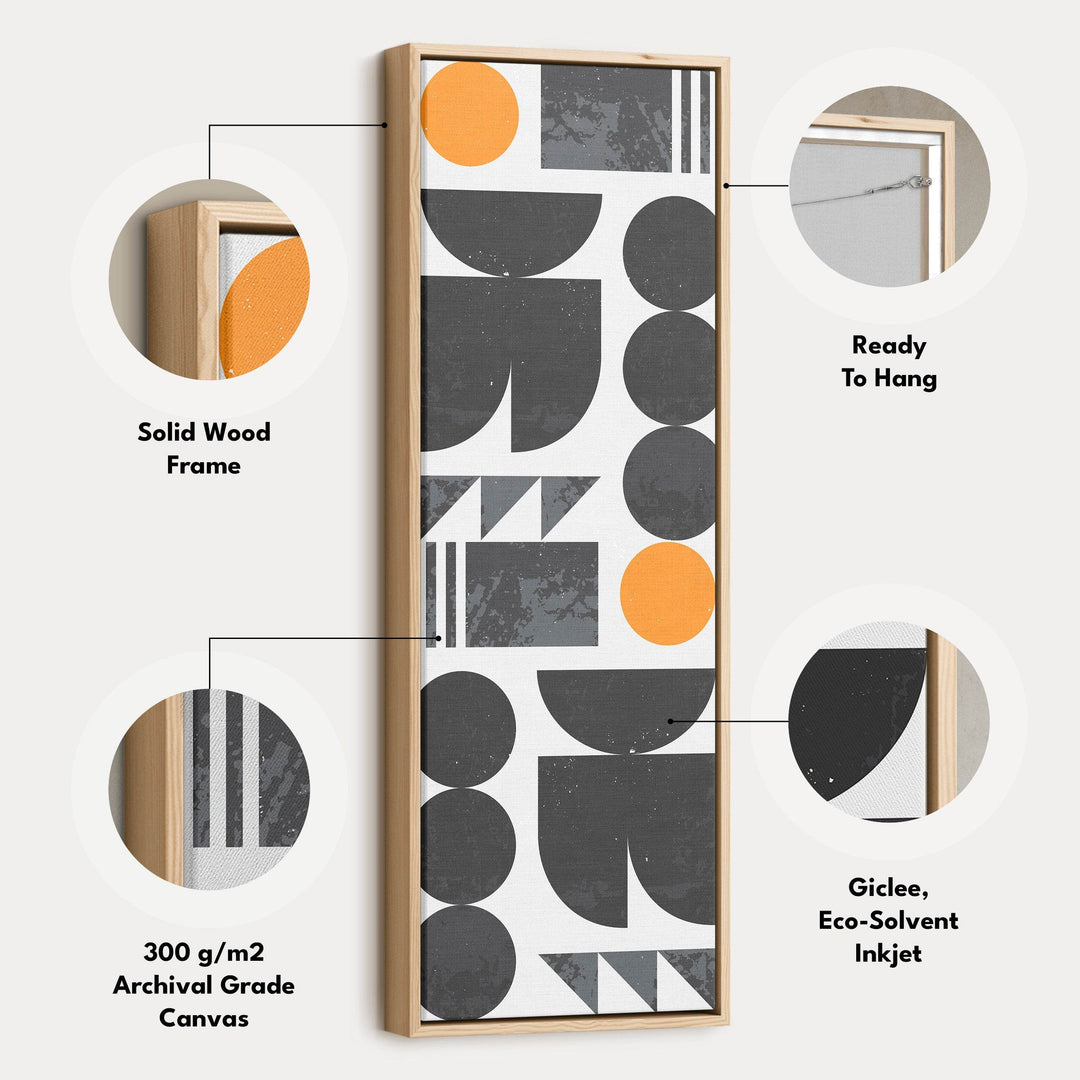 Abstract Half Moon Pattern Vertical Framed Canvas Wall Art for Bedroom or Office - Atelier Printworks