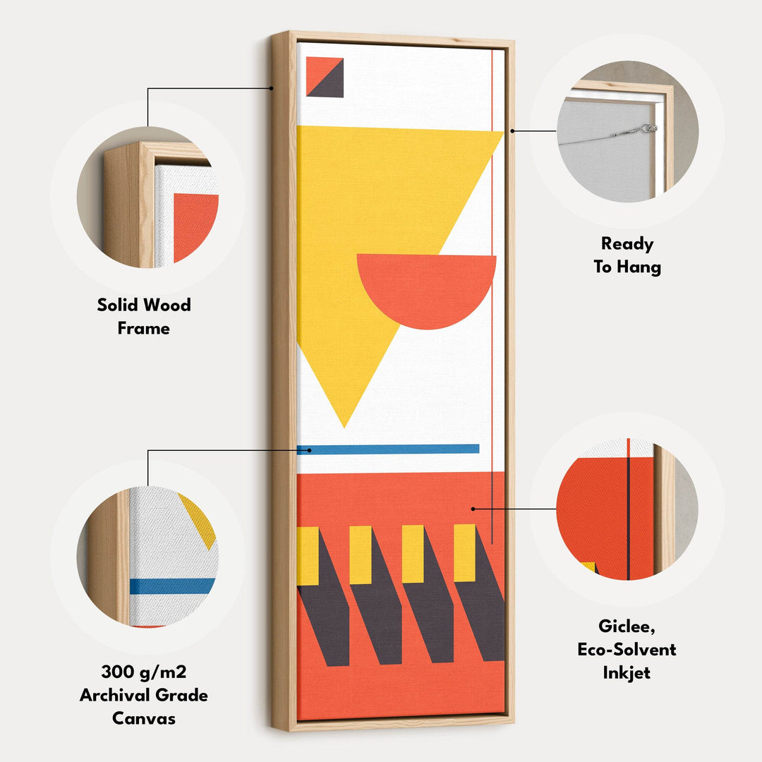 Bauhaus Inspired Vertical Framed Canvas Wall Art for Living Room or Bedroom - Atelier Printworks