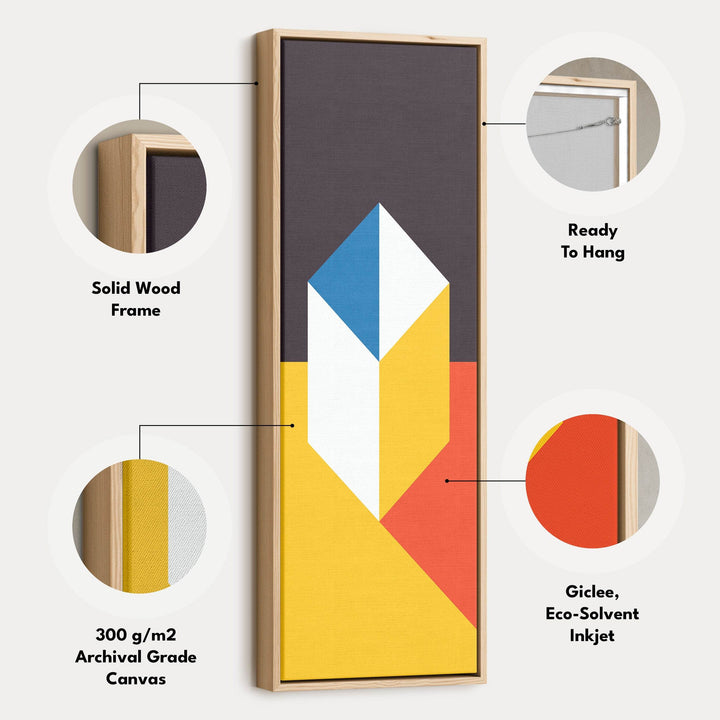 Abstract Cube Geometry Vertical Framed Canvas Wall Art for Office or Hallway - Atelier Printworks