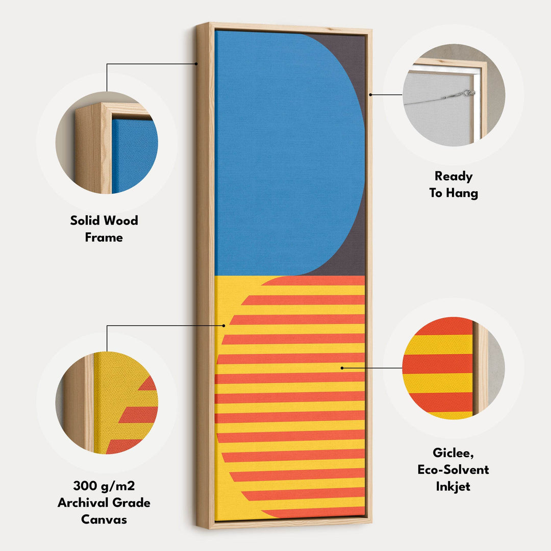 Minimalist Sun Stripes Vertical Framed Canvas Wall Art for Bedroom or Hallway - Atelier Printworks