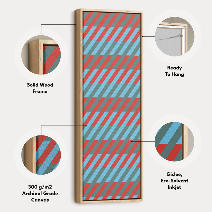 Abstract Stripe Geometry Vertical Framed Canvas Wall Art for Bedroom or Studio - Atelier Printworks