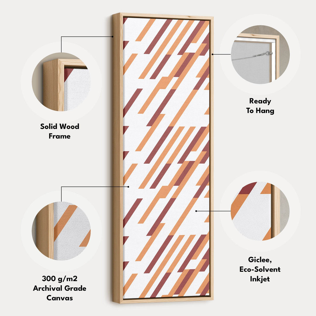 Earth Tone Stripes Vertical Framed Canvas Wall Art for Living Room or Office - Atelier Printworks