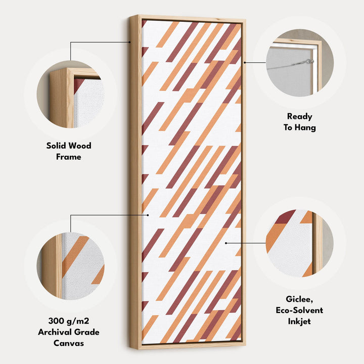 Earth Tone Stripes Vertical Framed Canvas Wall Art for Living Room or Office - Atelier Printworks