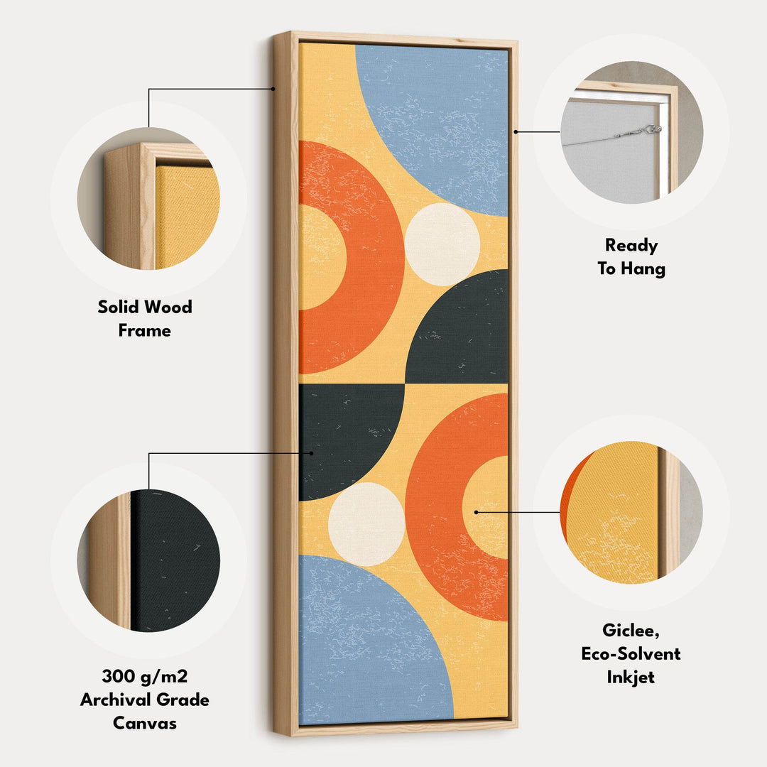 Abstract Curves Vertical Framed Canvas Wall Art for Living Room or Office - Atelier Printworks