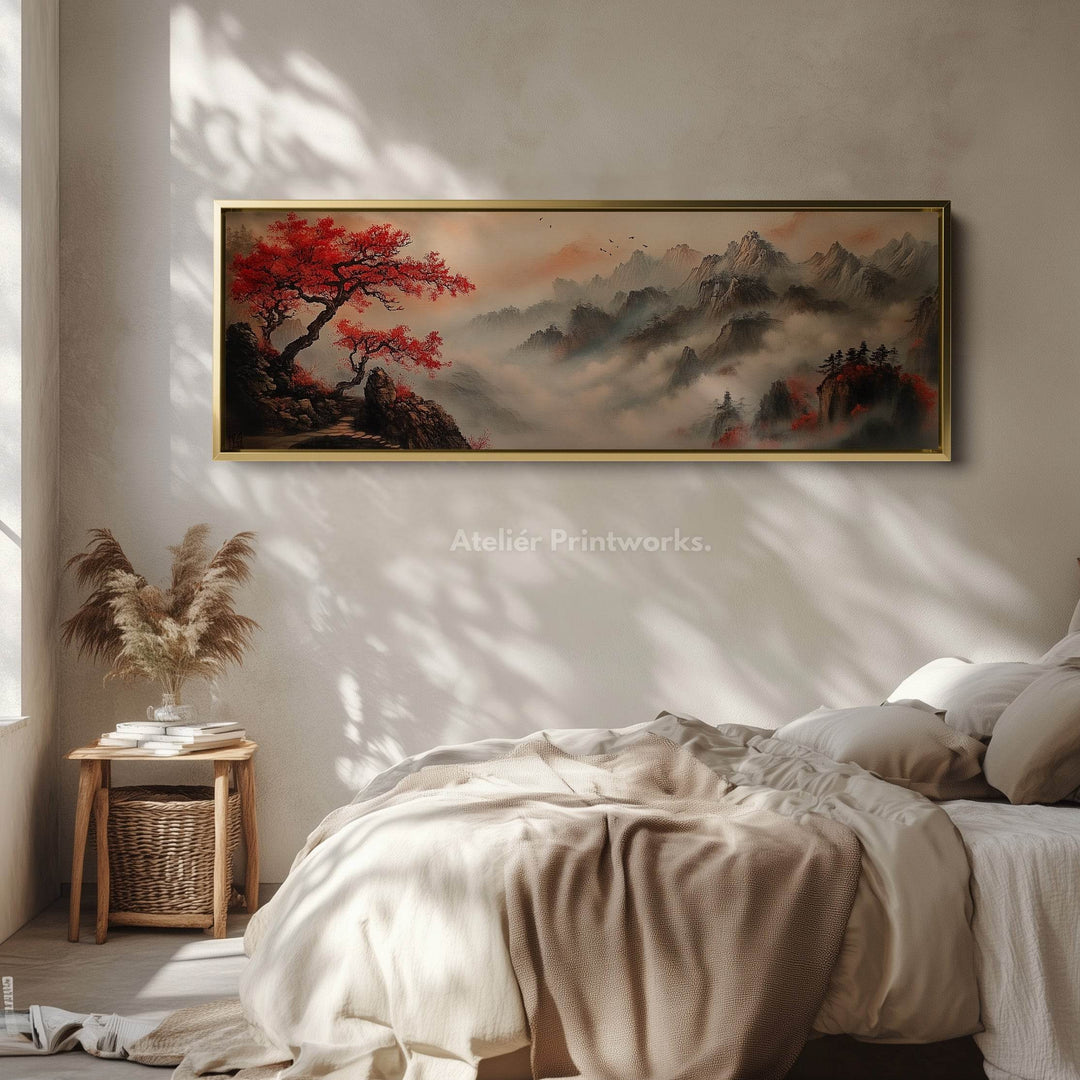 Chinese Landscape Panoramic Wall Art Large Framed Canvas - Atelier Printworks