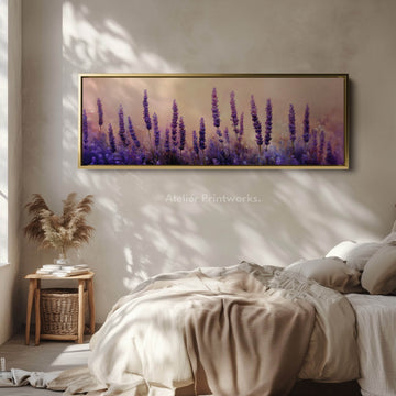 Lavender Field Large Framed Long Canvas Horizontal Wall Art - Atelier Printworks