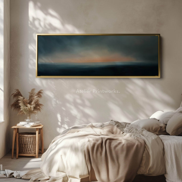 Above Bed Abstract Sunset Long Narrow Panoramic Canvas Wall Decor - Atelier Printworks