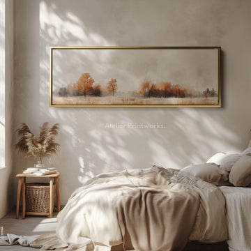 Muted Autumnal Forest Long Horizontal Skinny Wall Art - Atelier Printworks