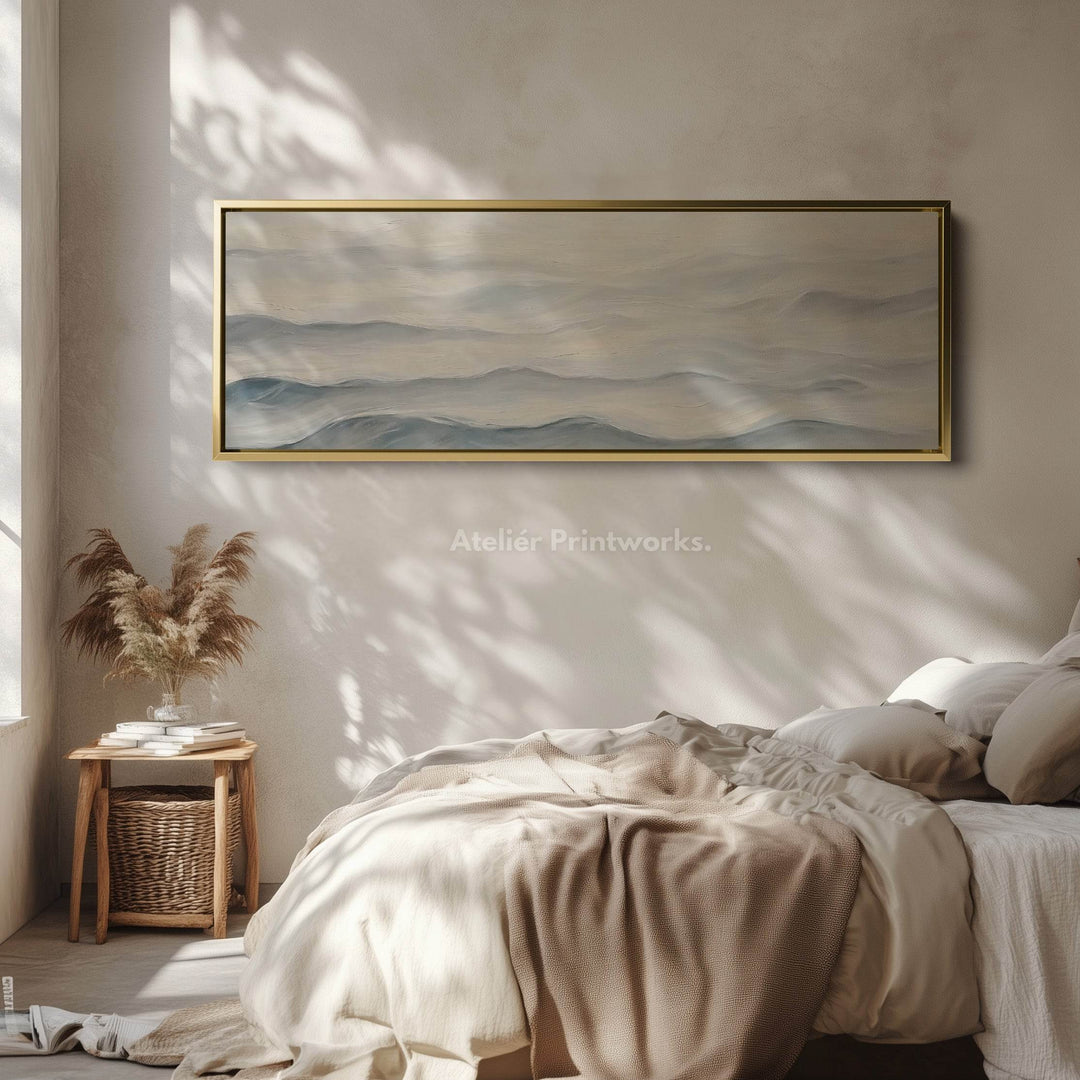 Ocean Waves Above Bed Wall Decor Long Horizontal Wall Decor - Atelier Printworks