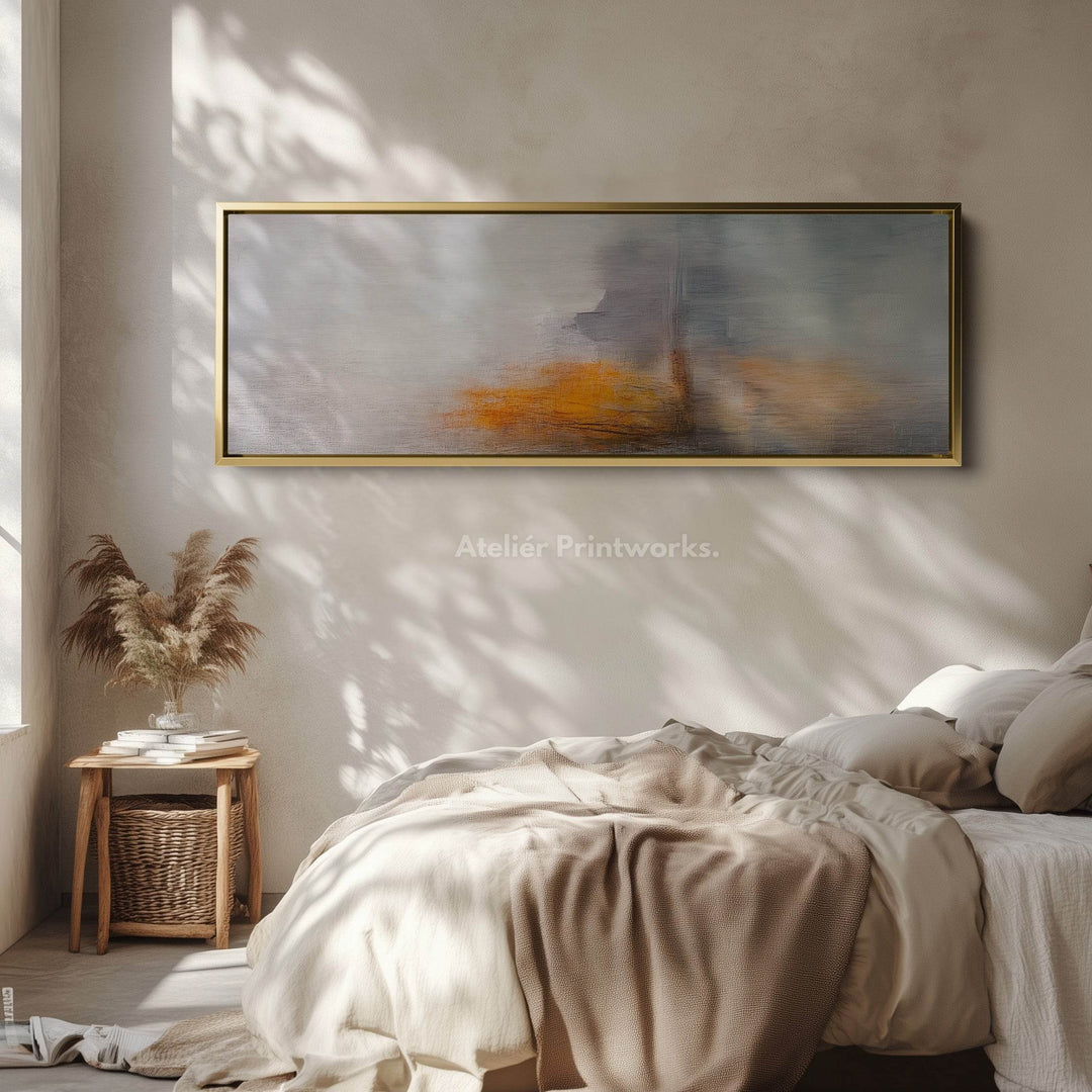 Abstract Gray & Red Panoramic Large Framed Wall Decor - Atelier Printworks