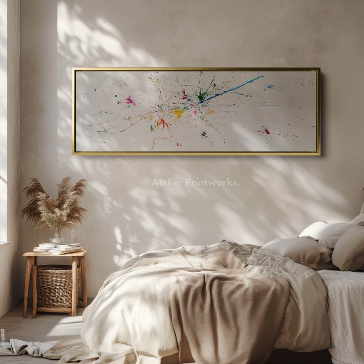 Abstract Splatter Above Bed Framed Canvas Wall Art - Atelier Printworks