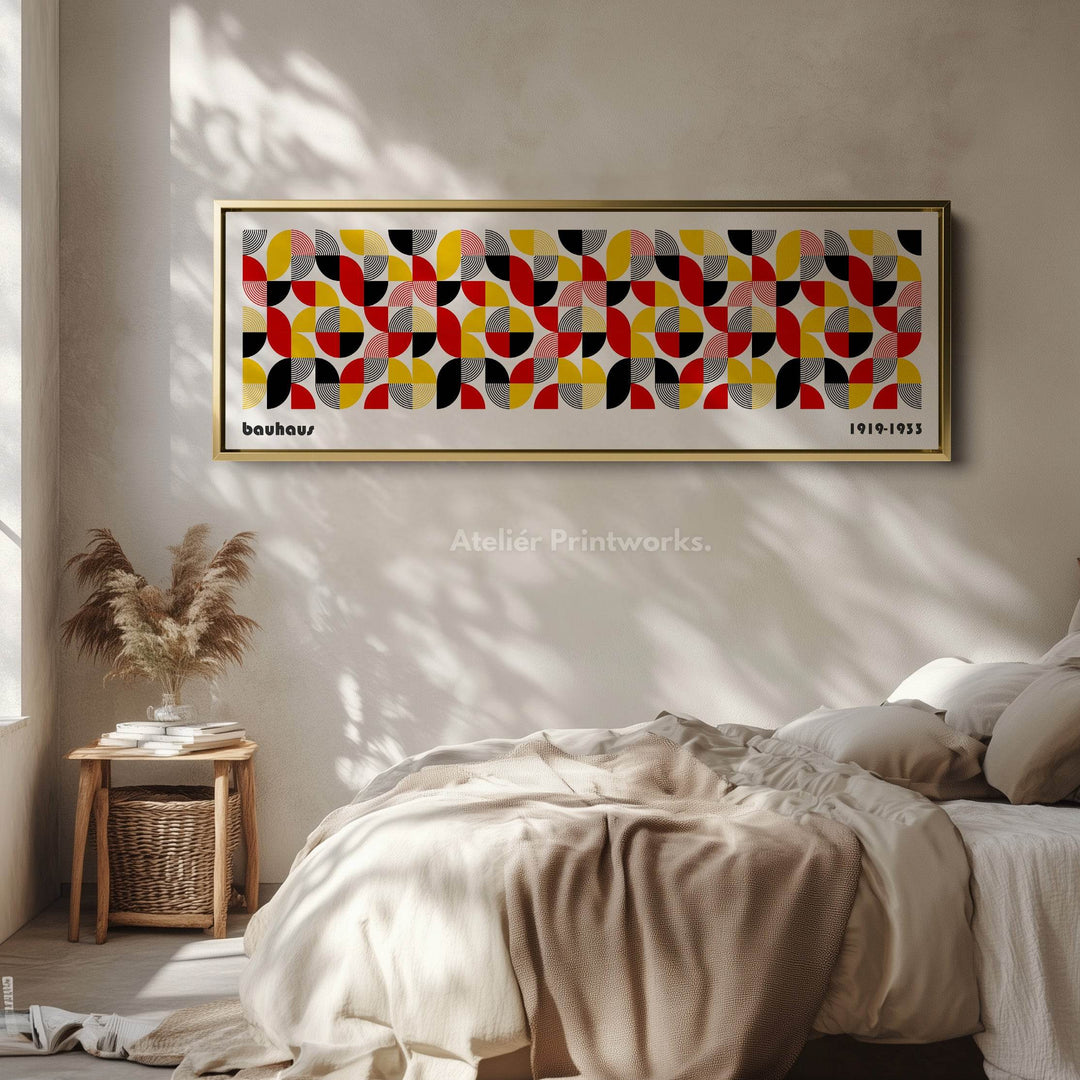 Above Bed Wall Art Framed Bauhaus Canvas - Atelier Printworks