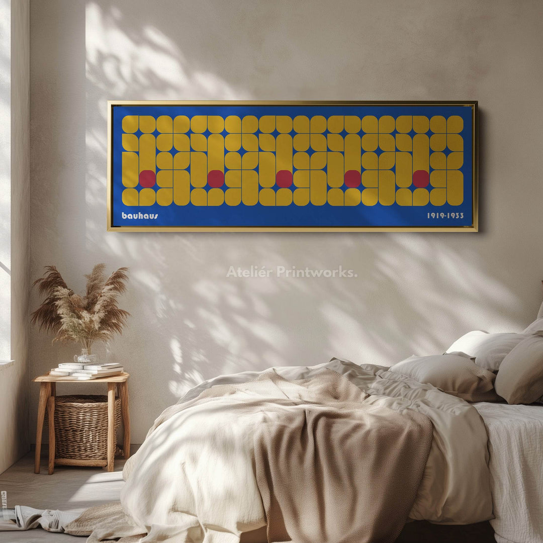 Panoramic Living Room Bauhaus Blue Wall Decor - Atelier Printworks