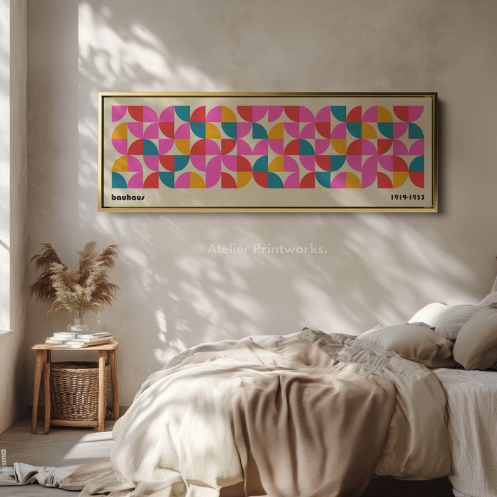 Panoramic Living Room Bauhaus Beige Wall Art - Atelier Printworks
