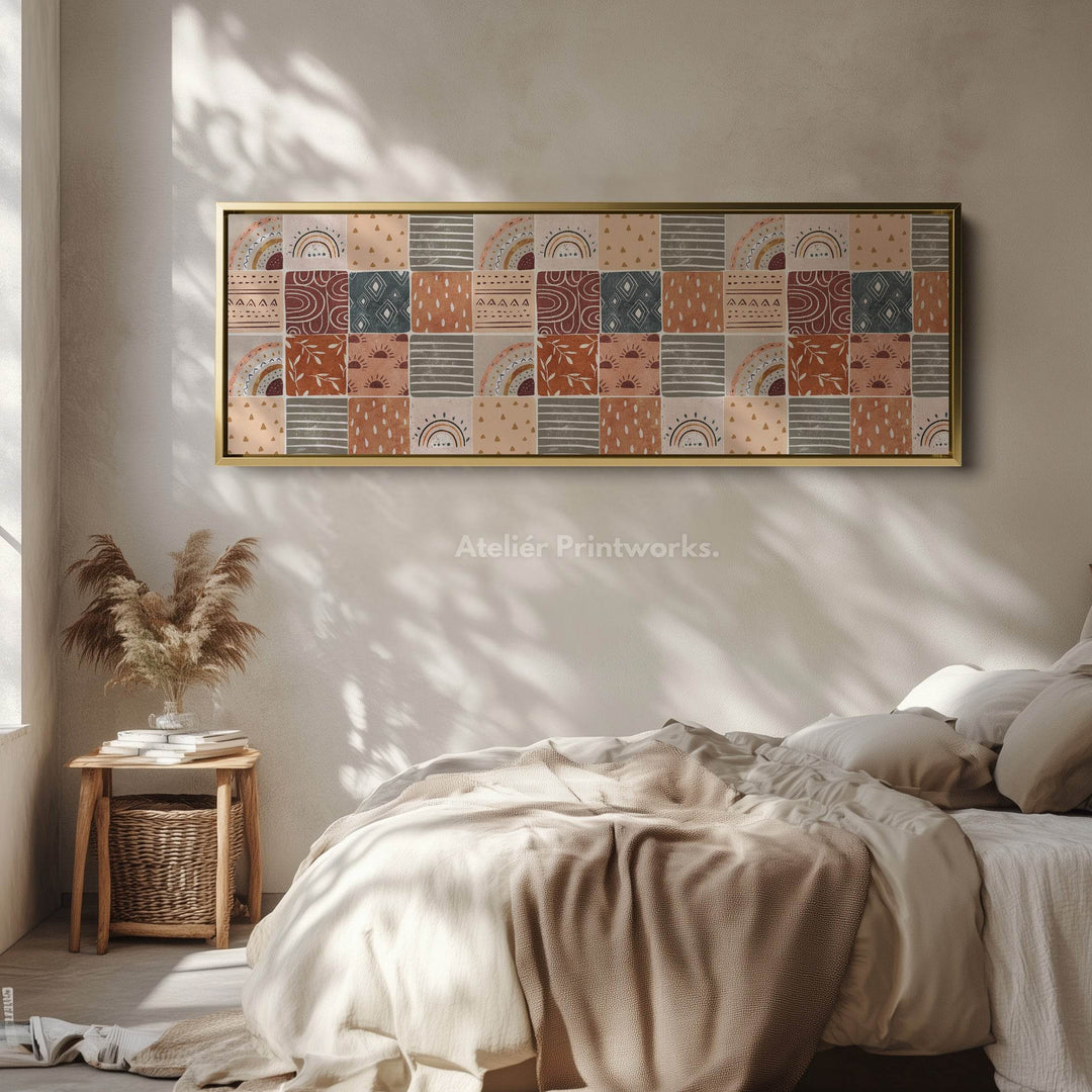 Horizontal Wall Art Muted Boho Pattern - Atelier Printworks
